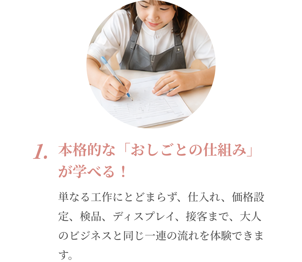 1. 本格的な「おしごとの仕組み」が学べる！